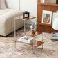 Tablero de vidrio de mesa lateral modernista con mesa auxiliar de 3 niveles cuadrados de almacenamiento
