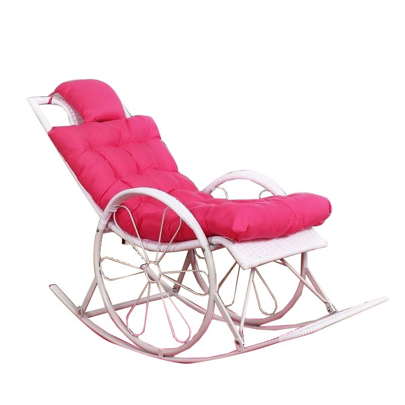 ラタンロッキングアクセント椅子房付きクッション付きモダンな織物ロープロッキングチェア