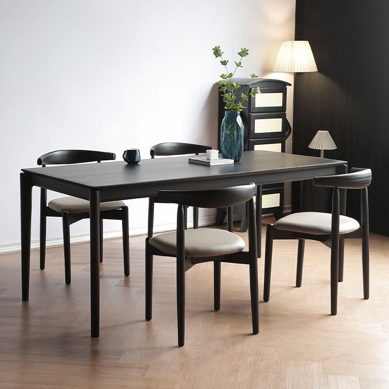 Set da pranzo moderno nero Set da pranzo con gambe in legno rettangolari da 1/2/5 pezzi per interni