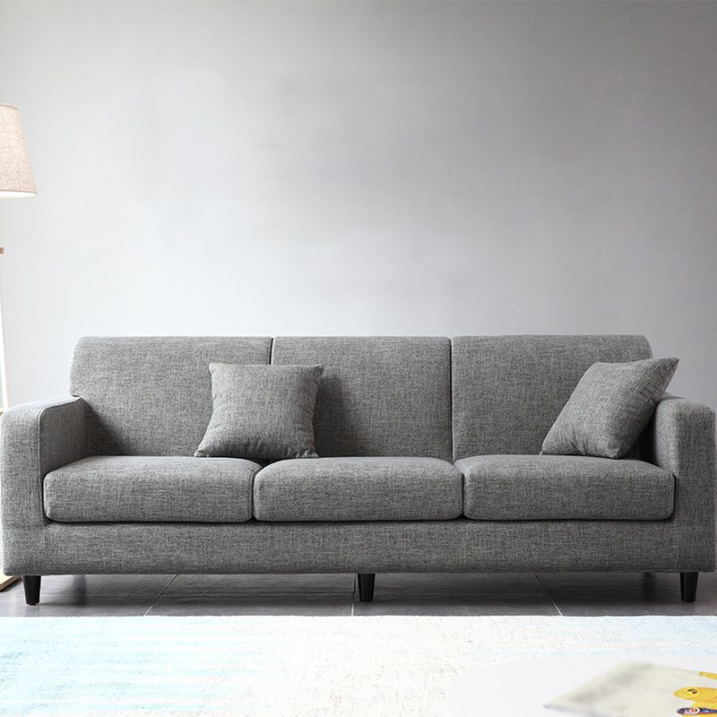Contemporary Velvet/Linen Couch Square Arm Sofa with Loose Back Clearhalo 'furn' 'furn_sofas' 'Furniture' 'furniture_sofas' 'Living Room Furniture' 'Sofa' 'sofas' 1200x1200_baa32645-a0e8-4b00-a6aa-6065c6cbe595