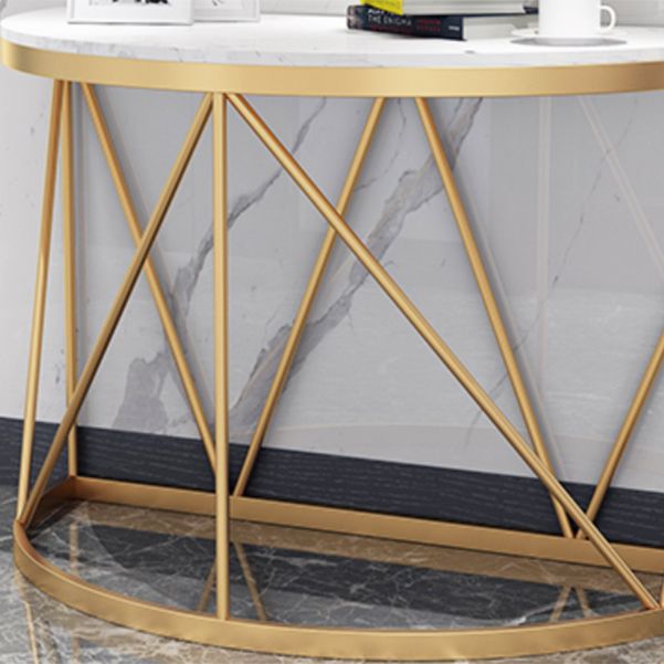 Tavolino console in marmo glam tavolo accento di ferro mezza luna per sala