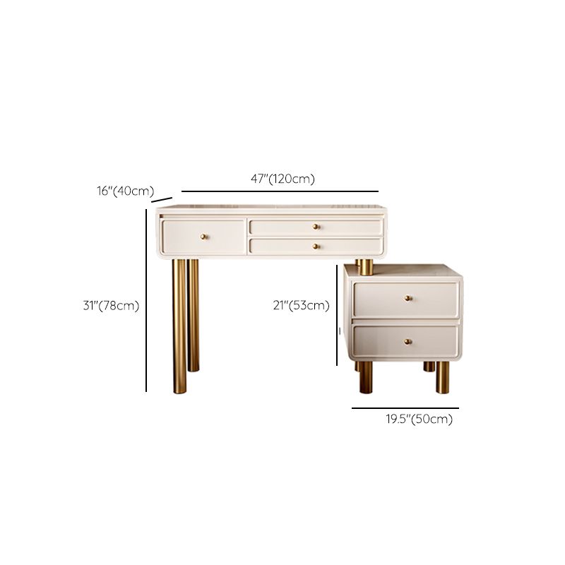 Glam Wood Vanity Dressing Table White Makeup Vanity Desk with Drawer