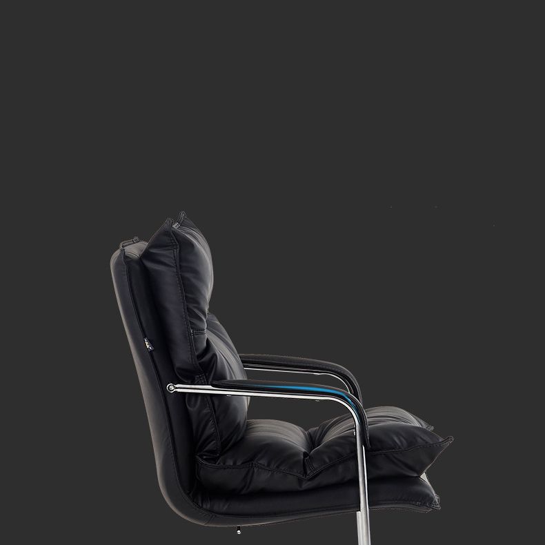 Contemporary Arm Chair Black Leather Fixed Arms Office Chair Clearhalo 'furn' 'furn_office_chair' 'Furniture' 'Office Chairs' 'Office Furniture' 'office_chair' 1200x1200_baa5a8b4-f1d1-4328-bc94-7e2e220567cb