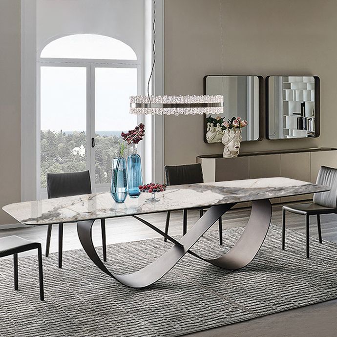 Mesa de comedor de piedra mesa industrial con base de pedestal