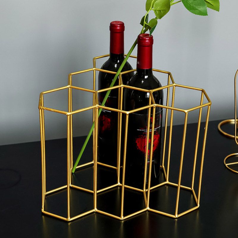Glam Countertop Wine Rack Metal Wine Bottle Rack for Living Room