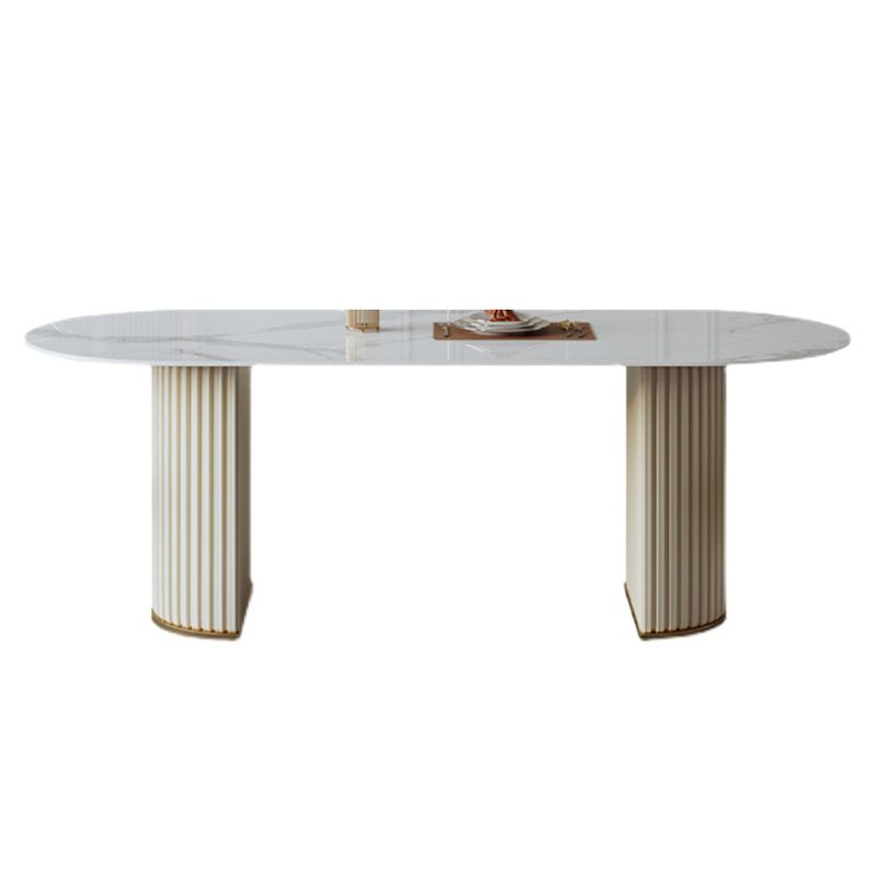 Traditional Luxury Dining Table Oval Sintered Stone Table with Double Pedestal Base Clearhalo 'Dining Tables & Seating' 'Dining Tables' 'dining_table' 'furn' 'furn_dining_table' 'Furniture' 'furniture_dining_table' 'Kitchen & Dining Furniture' 'kitchen' 'kitchen_dining_table' 1200x1200_baa99b37-f2d1-43fd-88a6-34640f554d49