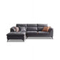 Contemporary Stain-Resistant Faux Leather Dark Gray for Living Room Sofa
