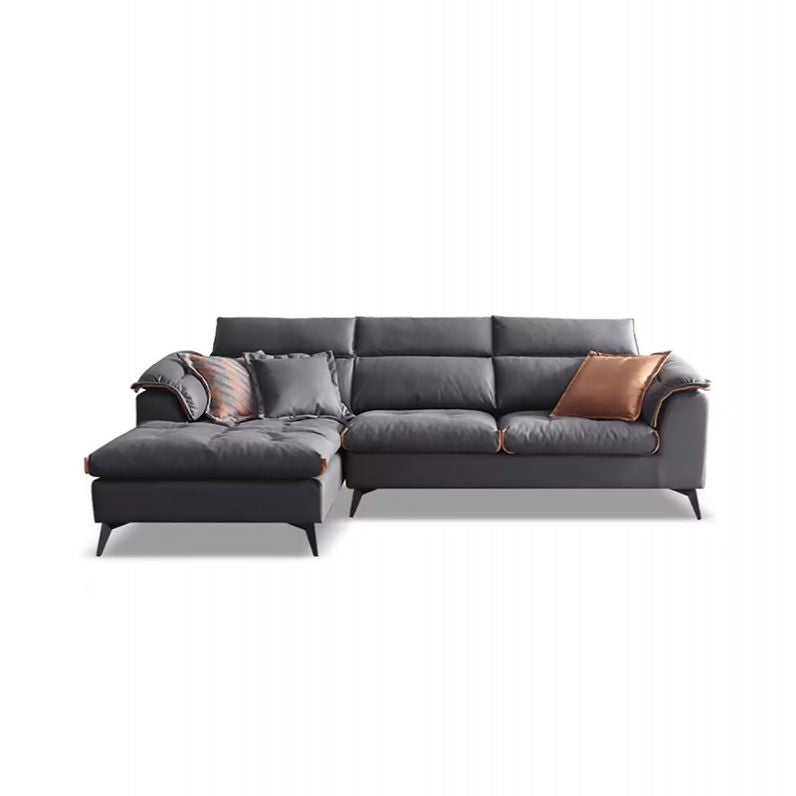 Contemporary Stain-Resistant Faux Leather Dark Gray for Living Room Sofa