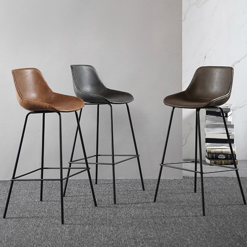 Metal Legs Bucket Bar Stool Industrial Faux Leather Armless Counter Stool Clearhalo 'Bar Furniture' 'Bar Stools' 'bar_stools' 'furn' 'furn_bar_stools' 'Furniture' 'Kitchen & Dining Furniture' 1200x1200_baab253c-2c55-4b08-8e4b-8d749f70b74c