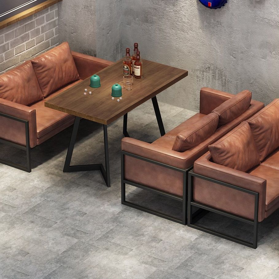 Industrial Brown Dinner Table Solid Wood Table with Metal Base for Dining Room Clearhalo ' dining_table' 'Dining Tables & Seating' 'Dining Tables' 'furn' 'furn_dining_table' 'Furniture' 'furniture_dining_table' 'Kitchen & Dining Furniture' 'kitchen&dining_furn' 'kitchen' 'kitchen_dining_table' 1200x1200_baab977f-2652-4545-a830-e3cb7f2e39e3