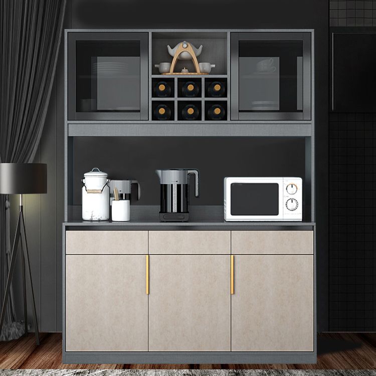 Modern Sideboard Buffet with Glass Doors Engineered Wood Buffet Server Clearhalo 'buffet_sideboard' 'Buffets & Sideboards' 'furn' 'furn_buffet_sideboard' 'Furniture' 'Kitchen & Dining Furniture' 1200x1200_baac4091-3bd6-4237-b50f-858095b0e43c