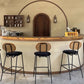 Industrial Upholstered Bar Chair Rattan Weave Low Back Bar Stool