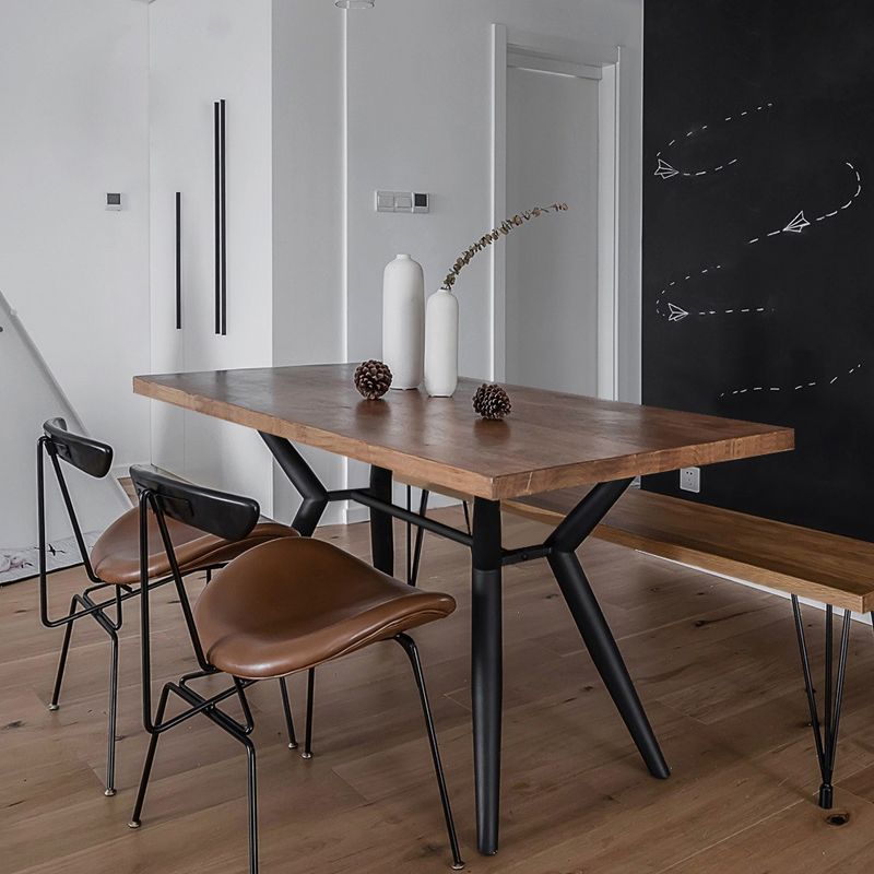 Rectangle Industrial Dining Table Wood Color Fixed Table with Solid Wood Clearhalo ' dining_table' 'Dining Tables & Seating' 'Dining Tables' 'furn' 'furn_dining_table' 'Furniture' 'furniture_dining_table' 'Kitchen & Dining Furniture' 'kitchen&dining_furn' 'kitchen' 'kitchen_dining_table' 1200x1200_baaea4ad-1944-4923-9f91-04441039ccb1