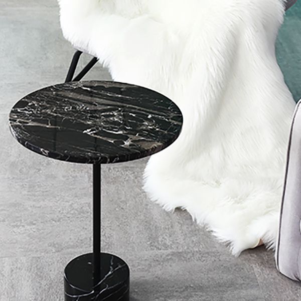 15.74" Wide Round Side Accent Table Marble Top Pedestal End Table