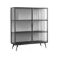 Modern Metal China Cabinet Glass Doors Hutch Cabinet with 4 Shelves for Living Room Clearhalo 'Display & China Cabinets' 'display_china_cabinets' 'furn' 'furn_display_china_cabinets' 'Furniture' 'Kitchen & Dining Furniture' 1200x1200_bab0cc98-31c2-4392-82fa-155e08f90c2f