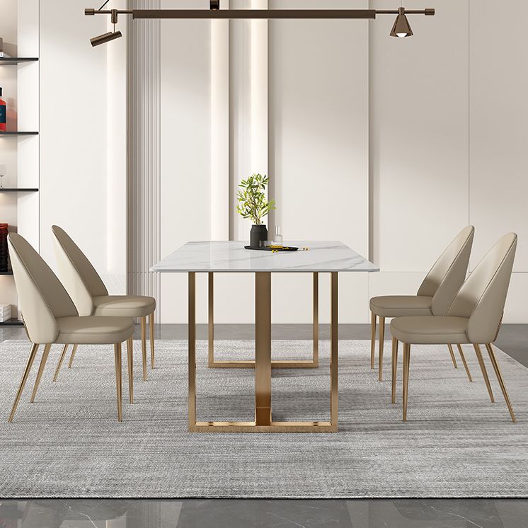 Glam Sintered Stone White Dining Table Rectangle Kitchen Dining Table for Kitchen Clearhalo ' dining_table' 'Dining Tables & Seating' 'Dining Tables' 'furn' 'furn_dining_table' 'Furniture' 'furniture_dining_table' 'Kitchen & Dining Furniture' 'kitchen&dining_furn' 'kitchen' 'kitchen_dining_table' 1200x1200_bab25b18-a1b2-4ea8-8482-05c42fdd2e3c