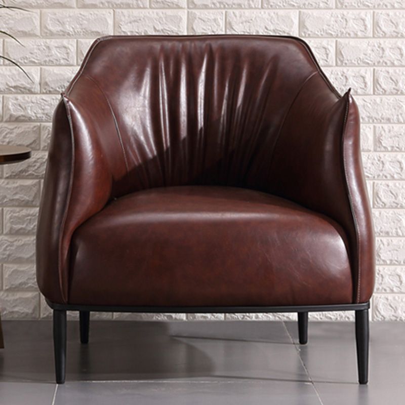31"Wide Modern Faux Leather Sloped Arms Barrel Chair with Basic Four Legs Clearhalo 'Accent Chairs' 'accent_chairs' 'Chairs & Seating' 'Furniture' 'furniture_accent_chairs' 'Living Room Furniture' 1200x1200_bab3162b-1184-49cd-933d-4fdd2e905fb9