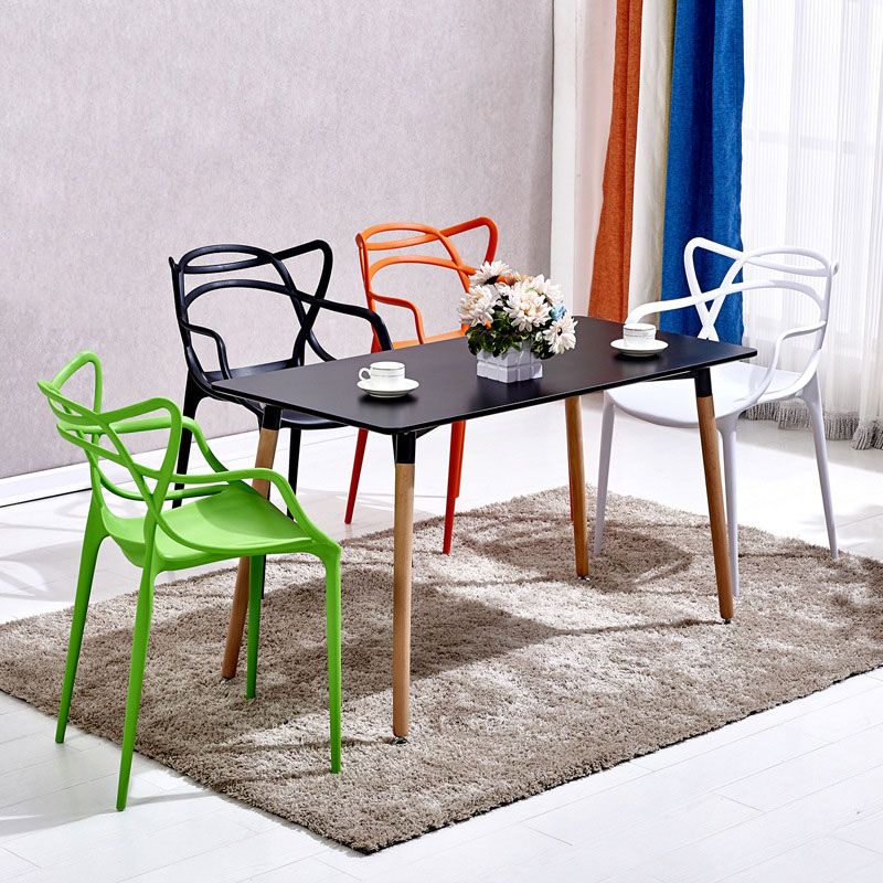 Contemporary Open Back Chair Dining Arm Side Chair with Plastic Legs Clearhalo ' kitchen&dining_furn' 'Dining Chairs' 'Dining Tables & Seating' 'dining_chair' 'furn' 'furn_dining_chair' 'Furniture' 'furniture_dining_chair' 'Kitchen & Dining Furniture' 'kitchen' 1200x1200_bab43899-44ba-496d-ab53-693493231539
