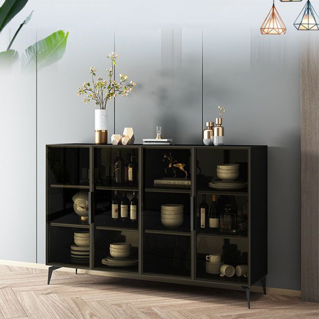 Stile sideboard in vetro moderno in stile sala da pranzo 36,6 "h buffet server in nero