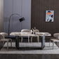 Modern Black Base Dinner Room Kitchen Table Rectangle Stone Dinette Table