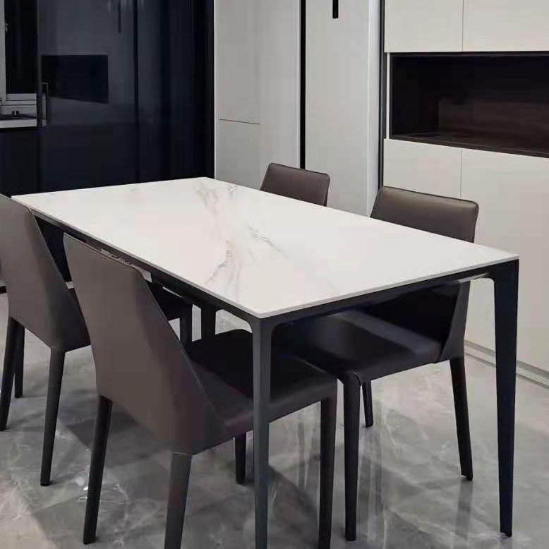 Modern Style Sintered Stone Dining Table White Rectangle Table with 4 Legs for Kitchen Clearhalo ' dining_table' 'Dining Tables & Seating' 'Dining Tables' 'Furniture' 'furniture_dining_table' 'Kitchen & Dining Furniture' 'kitchen&dining_furn' 'kitchen' 'kitchen_dining_table' 1200x1200_bab7484b-c04f-49e5-a764-94202bd34e6b