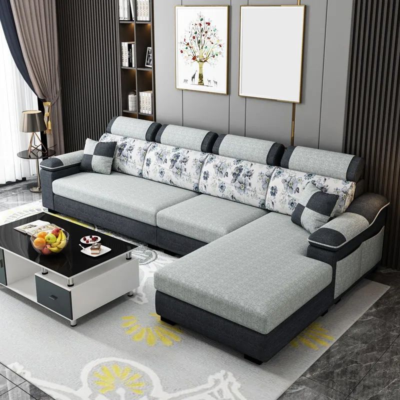 Sofá de lino moderno Sofá Pilpo de almohada Sectional para sala de estar para sala de estar