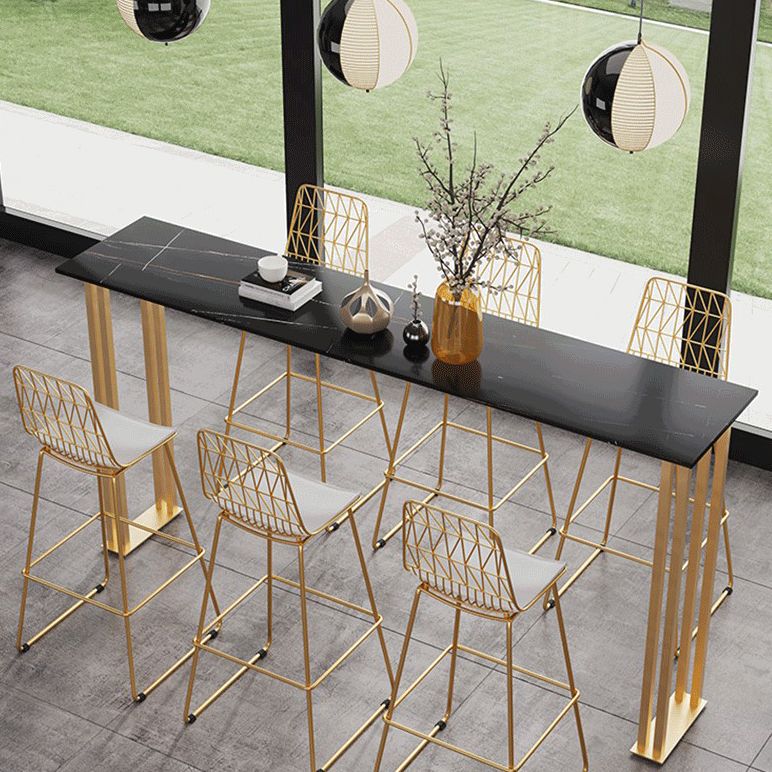 Stenen bar eettafel traditionele luxe rechthoekige bar eettafel met sleeënbasis