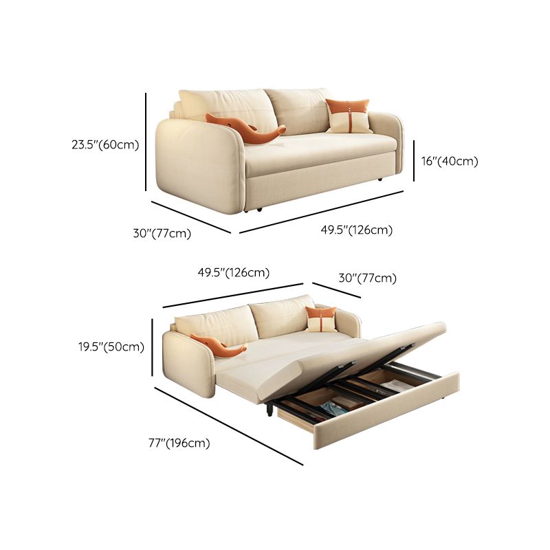 Modern Futon Sofa Bed 30.31" Wide Fabric Storage Futon with Storage