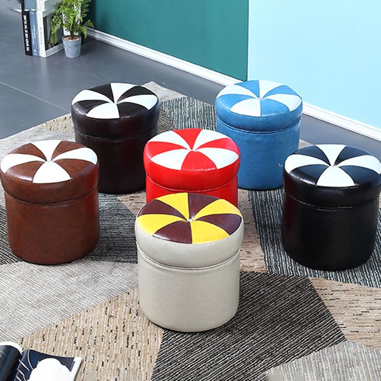 Water Resistant Round Standard Modern Color Lump Leather Ottoman