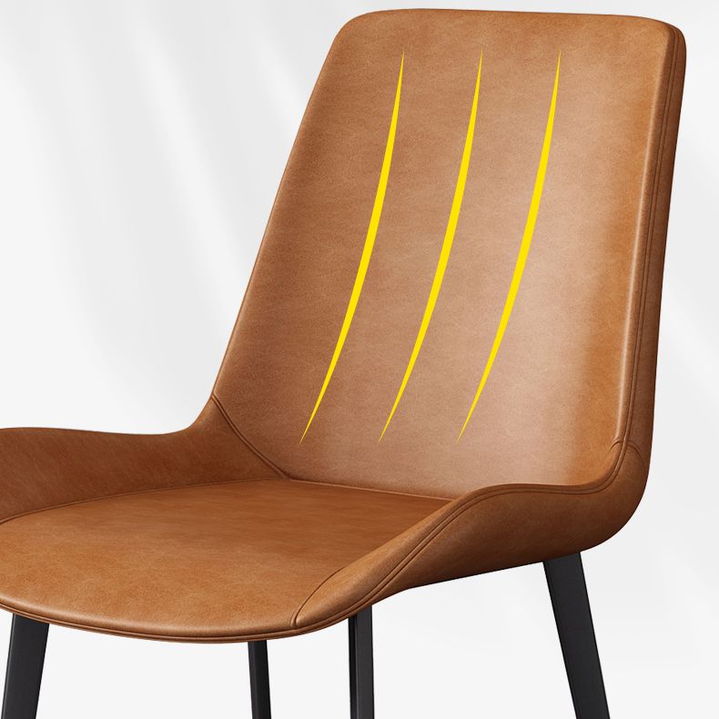 Leather Scandinavian Restaurant Side Chair Parsons Dining Chair with Metal Legs Clearhalo ' kitchen&dining_furn' 'Dining Chairs' 'Dining Tables & Seating' 'dining_chair' 'furn' 'furn_dining_chair' 'Furniture' 'furniture_dining_chair' 'Kitchen & Dining Furniture' 'kitchen' 1200x1200_babdd1a9-57d3-4fb7-aa1f-dfee632596dd