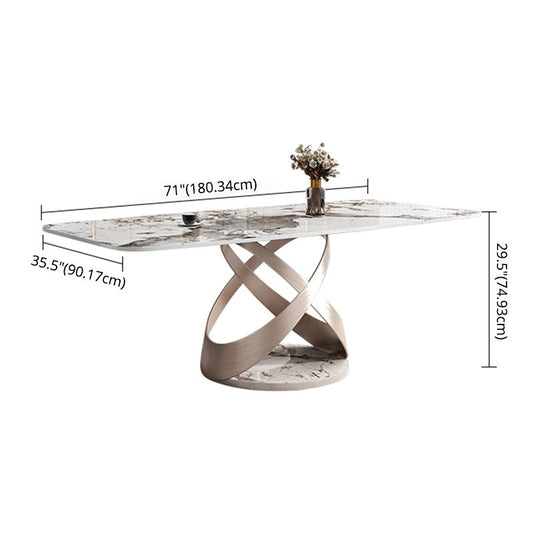 Minimalist Gray White Standard Dining Set Sintered Stone Rectangle Dining Set with Pedestal Base Clearhalo 'Dining Room Sets' 'Dining Tables & Seating' 'dining_room_set' 'furn' 'furn_dining_room_set' 'Furniture' 'furniture_dining_room_set' 'Kitchen & Dining Furniture' 'kitchen&dining_furn' 'kitchen' 1200x1200_babee1d1-9d36-49f2-a3fe-7bd4122fd402
