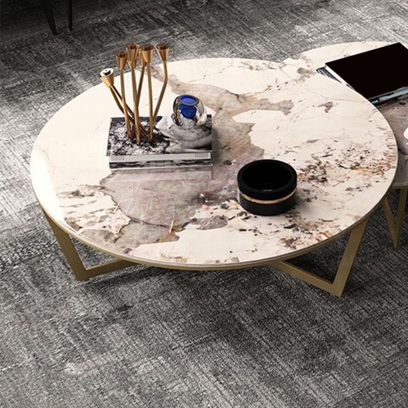 Table basse ronde en ardoise sans cadre pénible, ensemble de tables basses gigognes
