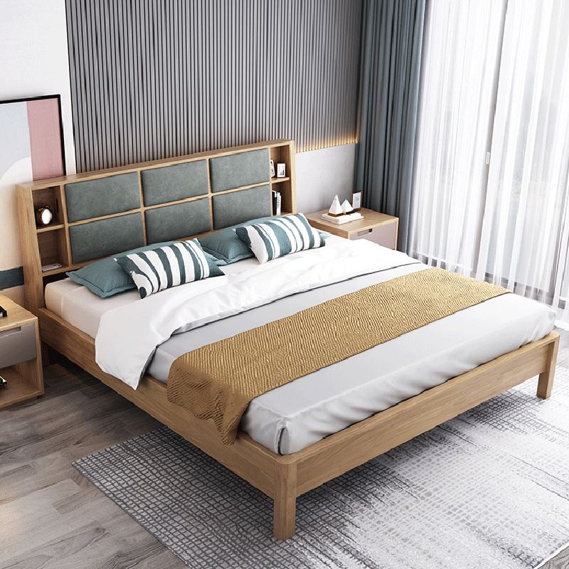 84.65 inch Wide Contemporary Bed Frame Rubberwood Bed with Storage Clearhalo 'Bedroom Furniture' 'Beds' 'furn' 'furn_beds' 'Furniture' 1200x1200_babf1556-002b-4b52-bbf4-d431dca57325