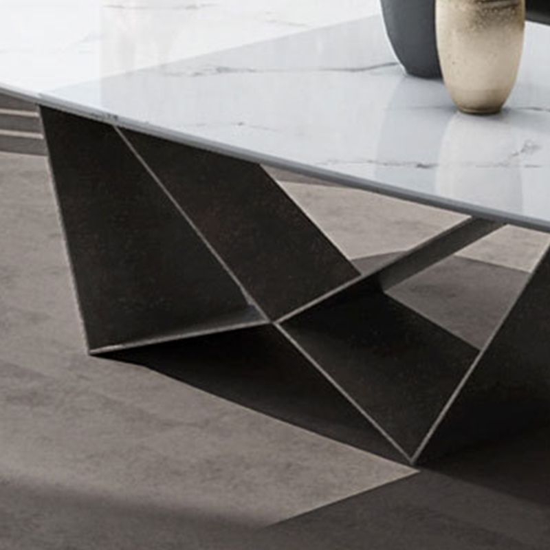 Glam rechthoekige witte salontafel met marmeren blad en stalen onderstel
