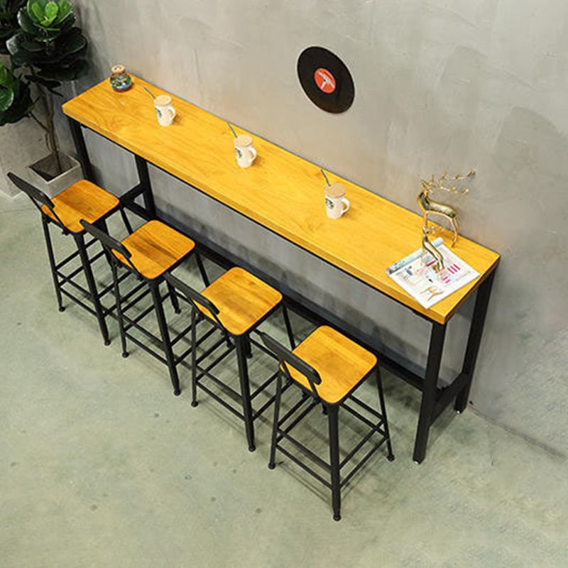 Solid Wood Bar Table Industrial Rectangle Bar Table with Trestle Base in Black Clearhalo 'Bar Furniture' 'Bar Tables' 'bar_tables' 'furn' 'furn_bar_tables' 'Furniture' 'furniture_bar_tables' 'Kitchen & Dining Furniture' 1200x1200_babfc214-46b8-4408-9afc-d6a2de06da10