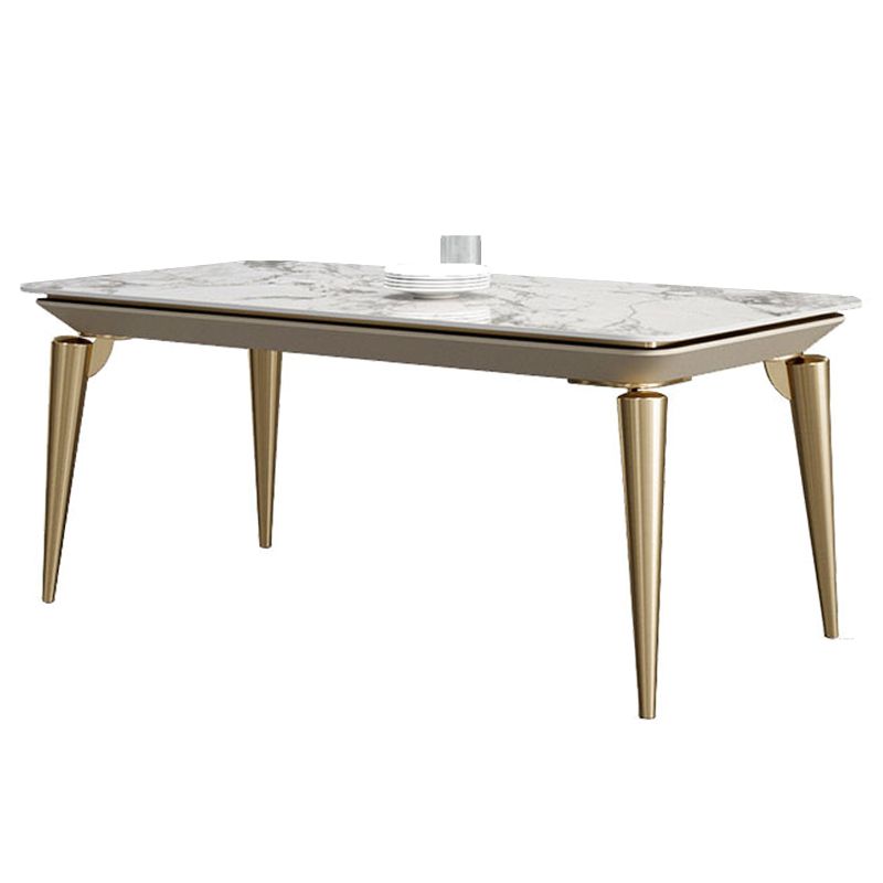 Traditional Luxury Rectangle Dining Table Sintered Stone Table with 4 Metal Legs Clearhalo ' dining_table' 'Dining Tables & Seating' 'Dining Tables' 'furn' 'furn_dining_table' 'Furniture' 'furniture_dining_table' 'Kitchen & Dining Furniture' 'kitchen&dining_furn' 'kitchen' 'kitchen_dining_table' 1200x1200_bac2613b-9580-470f-864b-06155ee62b53