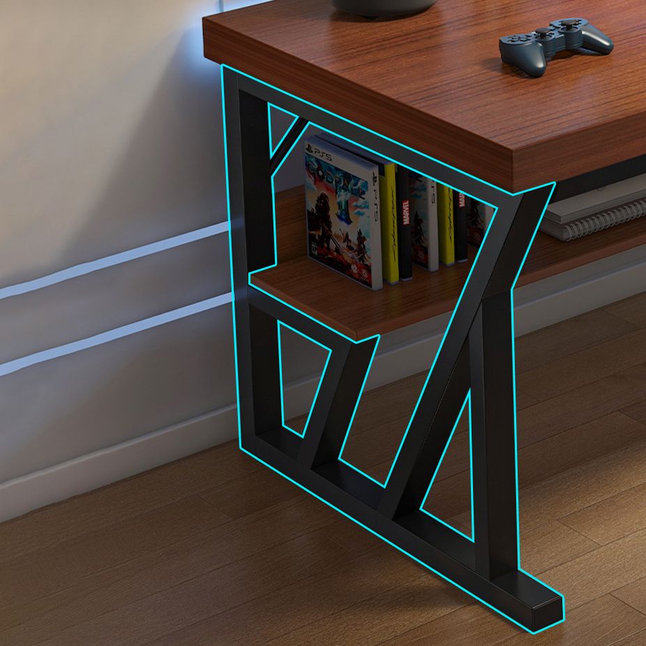 Bureau de bureau en bois contemporain Dessert d'écriture rectangulaire avec étagère