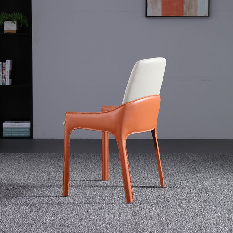 Modern Style Faux Leather Arm Dining Chairs Metal Dining Chair for Home Use Clearhalo 'Dining Chairs' 'Dining Tables & Seating' 'dining_chair' 'furn' 'furn_dining_chair' 'Furniture' 'Kitchen & Dining Furniture' 1200x1200_bac3ceef-3eca-4e64-acae-788c2b3551ad