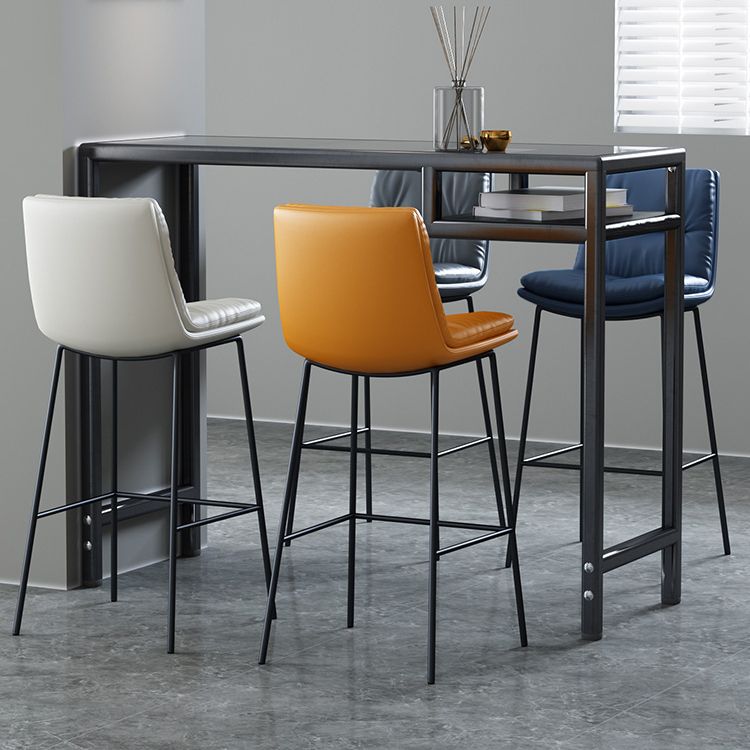 Contemporary Metal Leather Bar Stools Indoor Barstool with Cushion and Low Back Clearhalo 'Bar Furniture' 'Bar Stools' 'bar_stools' 'furn' 'furn_bar_stools' 'furniture_bar_stools' 'Kitchen & Dining Furniture' 'kitchen&dining_furn' 'kitchen' 'kitchen_furn' Furniture' 1200x1200_bac531a7-5ae5-49d3-9baa-06665ec052e5