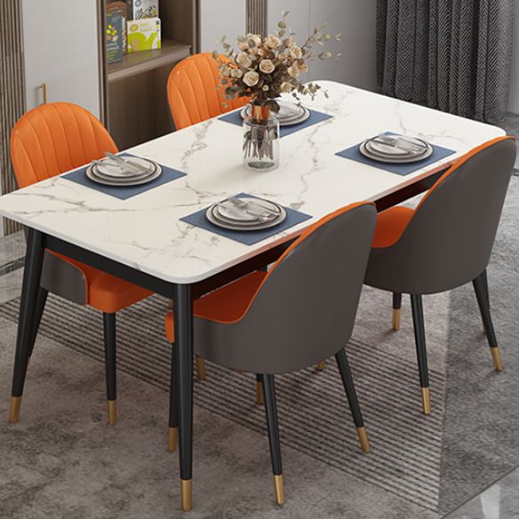 Modern Style Sintered Stone Dining Set with Rectangle Shape Dinette Set with 4 Legs Table Clearhalo 'Dining Room Sets' 'Dining Tables & Seating' 'dining_room_set' 'furn' 'furn_dining_room_set' 'Furniture' 'furniture_dining_room_set' 'Kitchen & Dining Furniture' 'kitchen&dining_furn' 'kitchen' 1200x1200_bac54e80-0c93-4895-b6e4-35874a49d27f