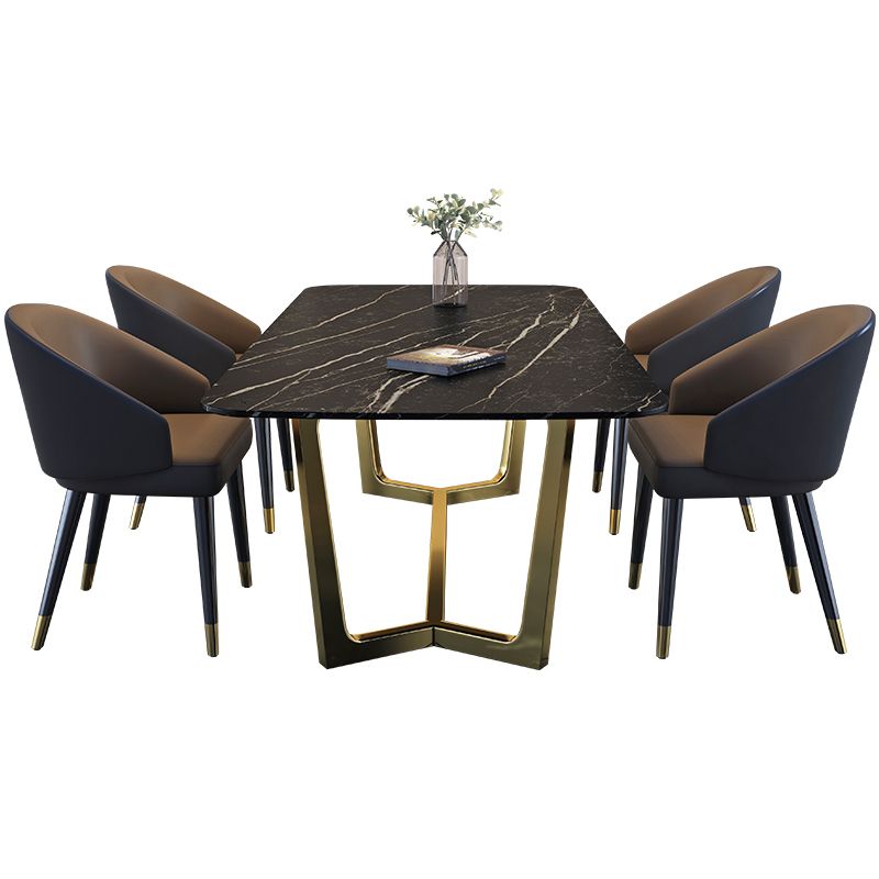 Rectangle Trestle Counter Luxury Table Black Fixed Table of Sintered Stone Clearhalo 'Dining Tables & Seating' 'Dining Tables' 'dining_table' 'furn' 'furn_dining_table' 'Furniture' 'furniture_dining_table' 'Kitchen & Dining Furniture' 1200x1200_bac5532a-2537-4d2b-ad94-12129f00a380