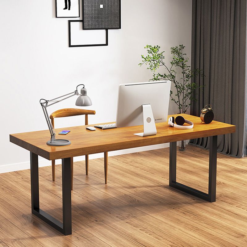 Contemporary Wooden Gaming Desk in Brown30"H Desk with Iron Legs Clearhalo 'furn' 'furn_office_desk' 'Furniture' 'Office Desks' 'Office Furniture' 'office_desk' 1200x1200_bac59a6d-aa64-4c48-b154-db61eafa587a