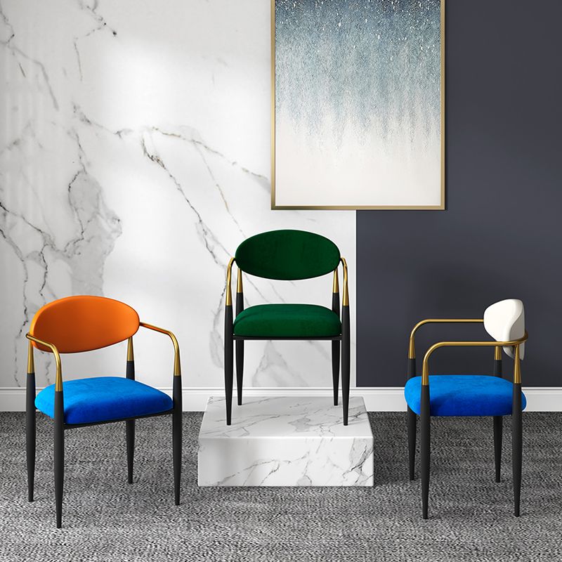 Glam Metal Home Dining Arm Chair Open Back Dining Room Chair in Black Clearhalo 'Dining Chairs' 'Dining Tables & Seating' 'dining_chair' 'furn' 'furn_dining_chair' 'Furniture' 'furniture_dining_chair' 'Kitchen & Dining Furniture' 1200x1200_bac7a372-cb81-4164-9223-3ff4c88b934a