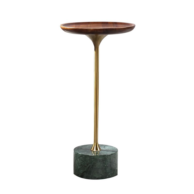 Pedestal Design Cocktail Table Brown Wood Top Marble Pedestal Coffee Table Clearhalo 'Coffee & Accent Tables' 'End & Side Tables' 'end_side_table' 'end_side_tables' 'furn' 'furn_end_side_tables' 'Furniture' 'furniture_end_side_table' 'Living Room Furniture' 1200x1200_bac81906-712f-49cc-9515-93cbbb9e4573