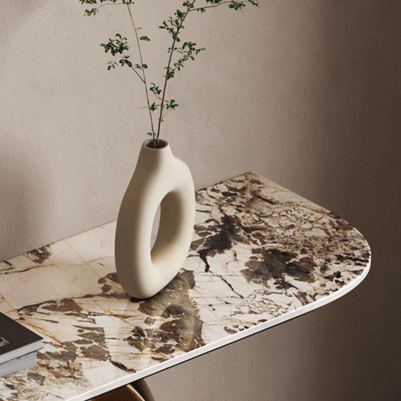 Glam Style Console Table Slate Half Moon Console Table for Hall , 14 Inch Wide