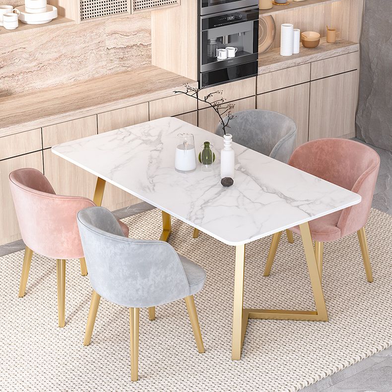 Scandinavian Sintered Stone Dining Table Set with Rectangle Table and Metal Base Home Dining Set Clearhalo 'Dining Room Sets' 'Dining Tables & Seating' 'dining_room_set' 'furn' 'furn_dining_room_set' 'Furniture' 'furniture_dining_room_set' 'Kitchen & Dining Furniture' 'kitchen&dining_furn' 'kitchen' 1200x1200_bac98897-5db5-4dd9-bdea-91af8ff1c642