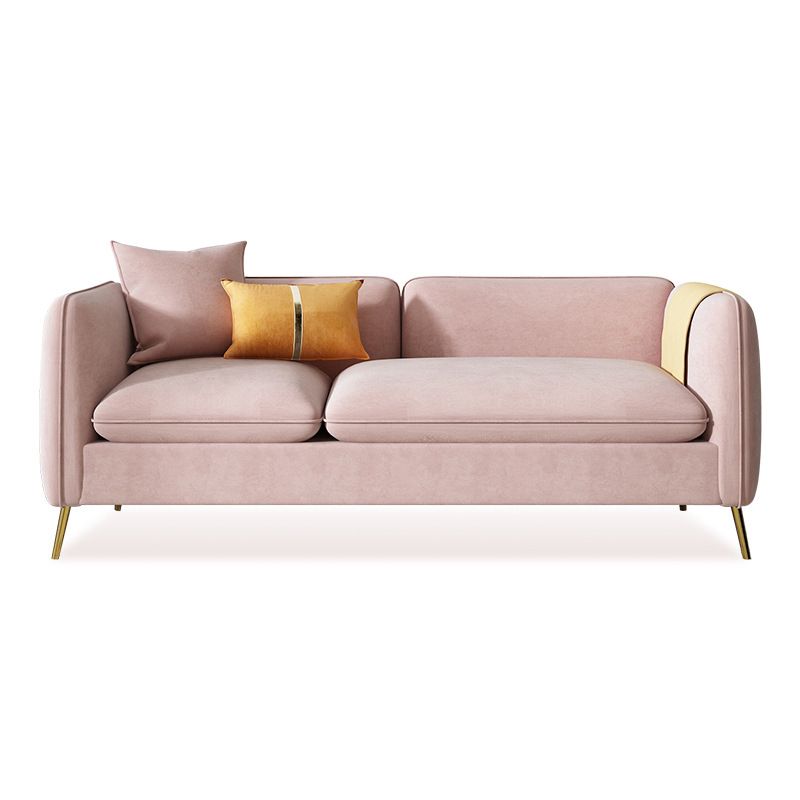 with 2 Pillows Tuxedo Arm Sofa 30.3" D X 26.38" H Velvet Cushions Sofa Clearhalo 'furn' 'furn_sofas' 'Furniture' 'furniture_sofas' 'kitchen' 'kitchen_sofas' 'Living Room Furniture' 'Sofa' 'sofas' 1200x1200_bac9f8f9-d62e-4541-9794-086877a20388