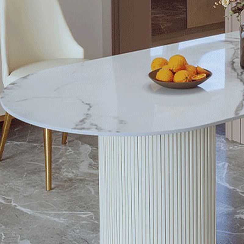 Sintered Stone Dining Table Traditional Luxury White Table for Kitchen