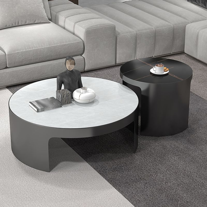 Sled 2 Nesting Coffee Table Contemporary Round Stone Cocktail Table Clearhalo 'Coffee & Accent Tables' 'Coffee Tables' 'coffee_tables' 'furn' 'furn_coffee_tables' 'Furniture' 'Living Room Furniture' 1200x1200_baca2c0e-8bb6-4fea-a972-76aada0413b3