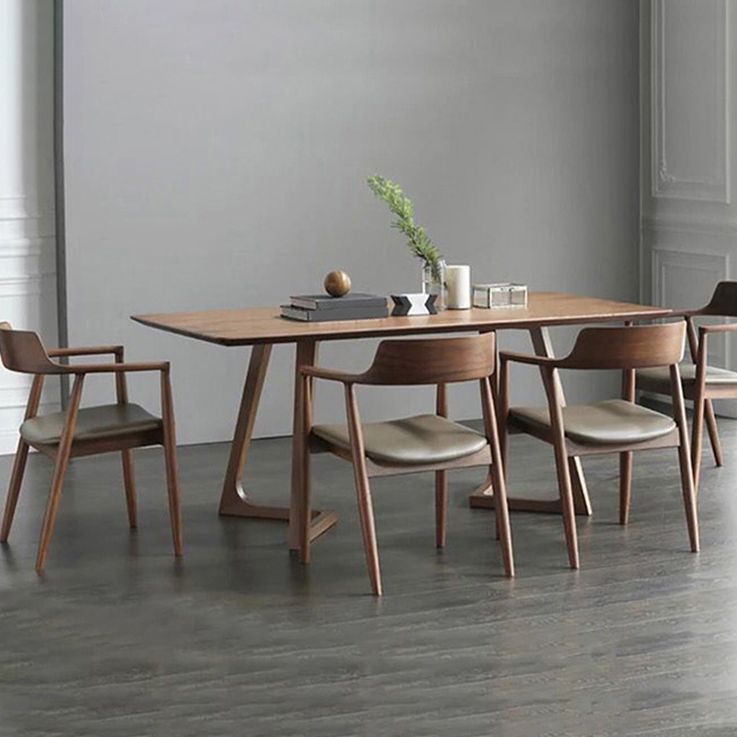 Modern 1/2/4/5 Pieces Dining Set Solid Wood Double Pedestal Dinette Set Clearhalo 'Dining Room Sets' 'Dining Tables & Seating' 'dining_room_set' 'furn' 'furn_dining_room_set' 'Furniture' 'Kitchen & Dining Furniture' 1200x1200_bad2c66e-a4ed-480d-b4b5-8f3c89483f45